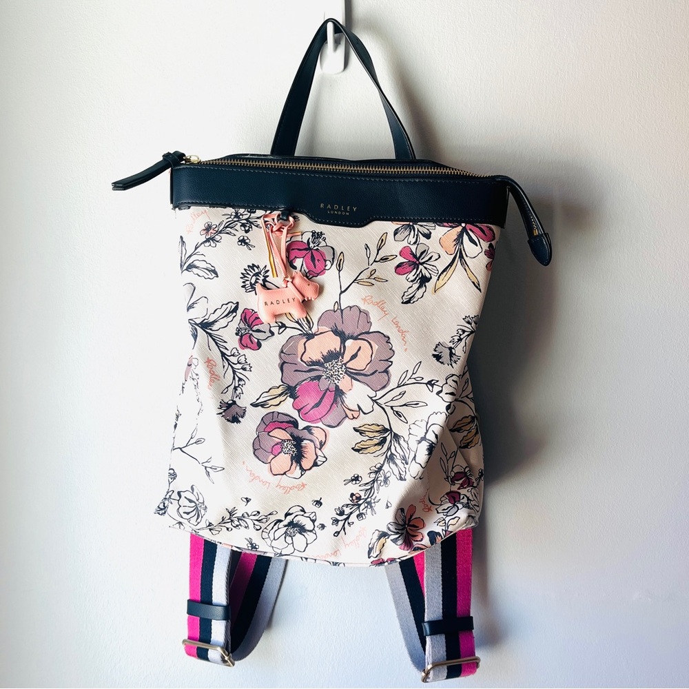 Radley London Medium Sketchy Floral Backpack - Cream And Pink